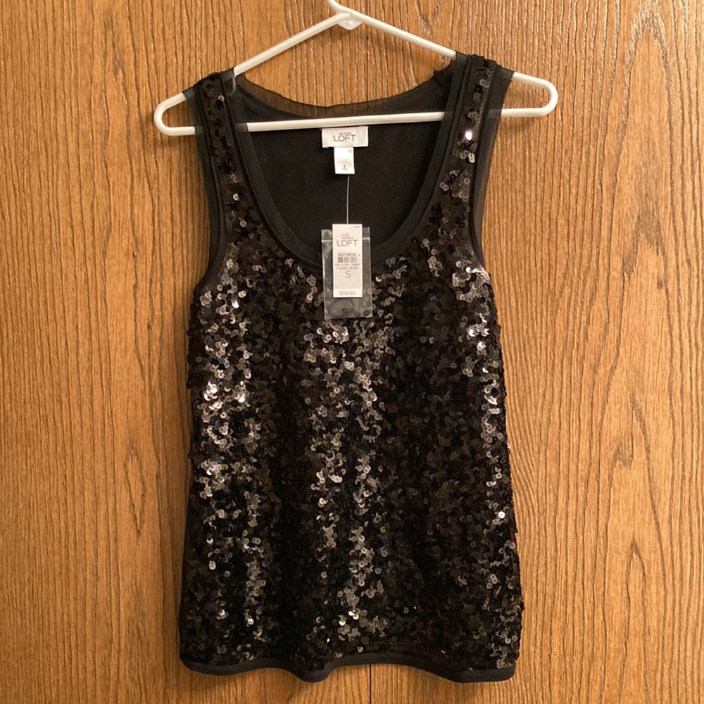 Ann Taylor Loft Festive Black Tank